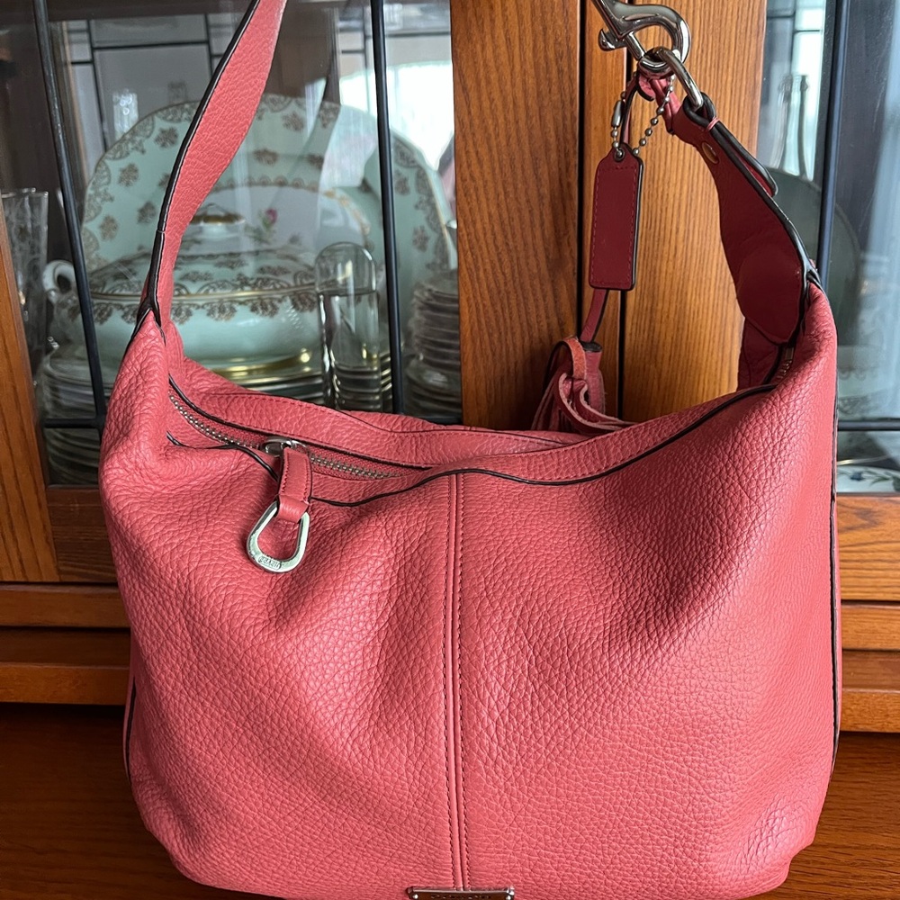 Coach Avery Pebbled Leather hobo Bag with Tassel